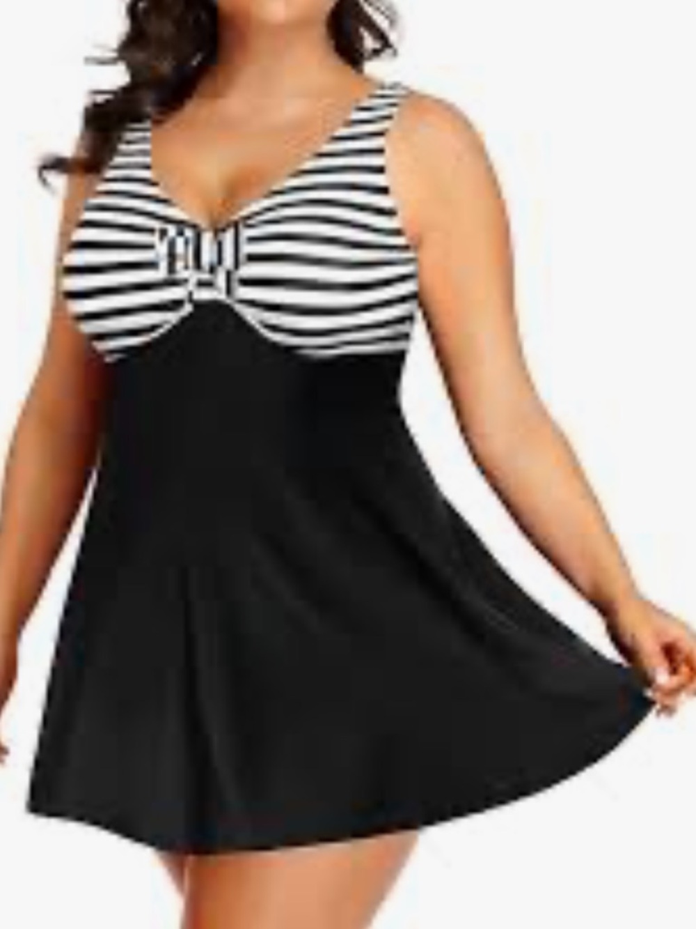 Yonique Striped Tankini Swimsuit Top Size 22W New
